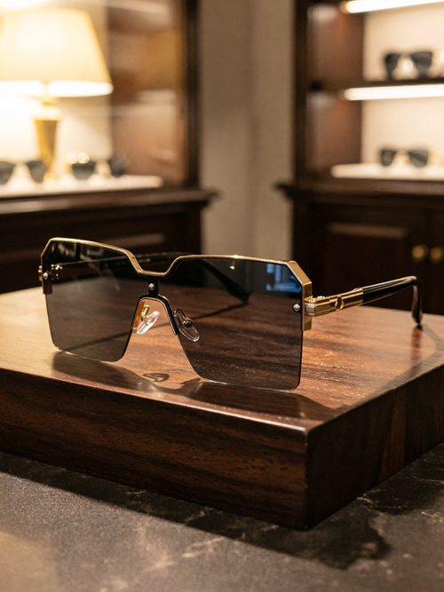 Bandimu Gold Rimless Square Sunglasses