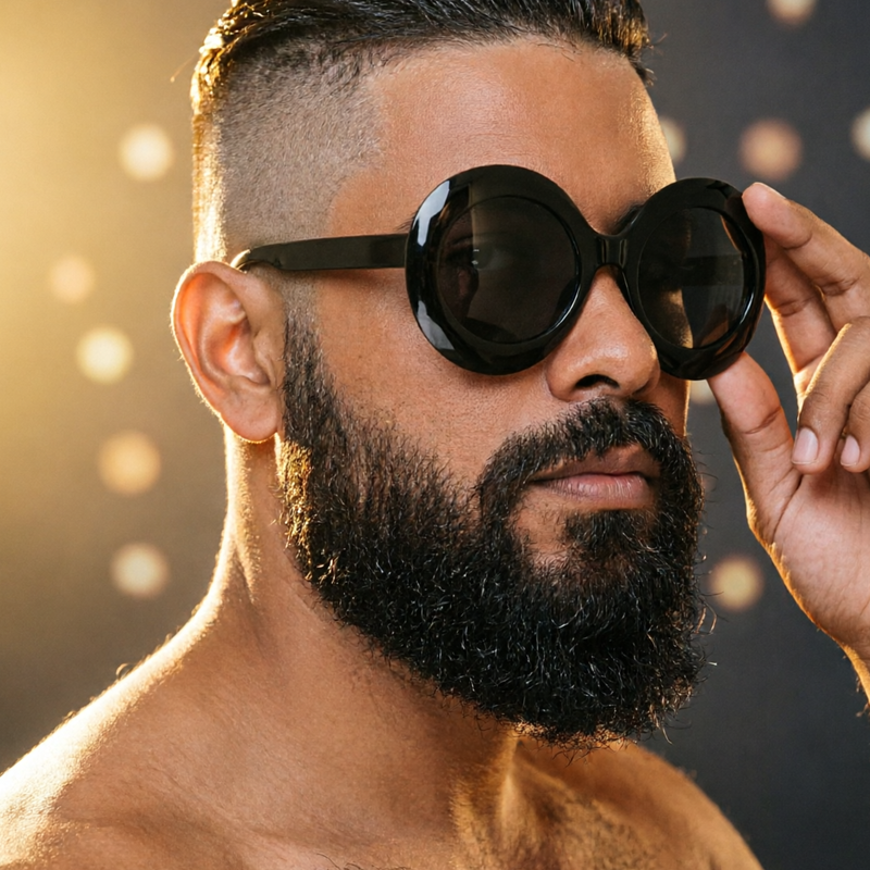 Black Thick Frame Round Sunglasses
