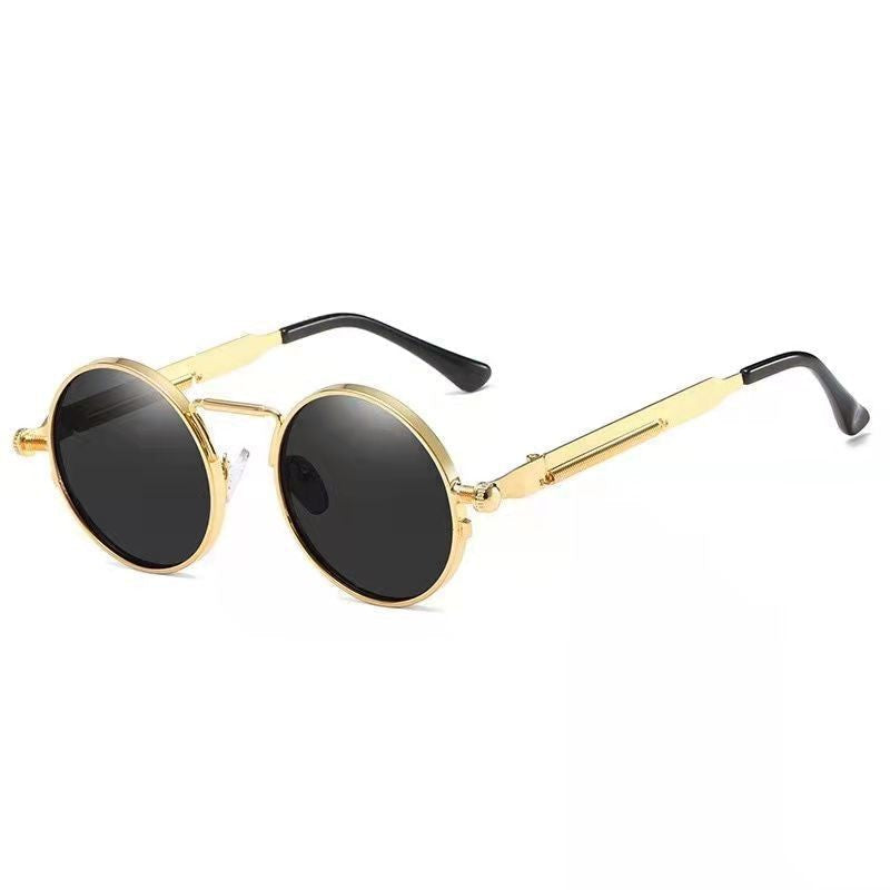 Gold Round Double Bridge Sunglasses