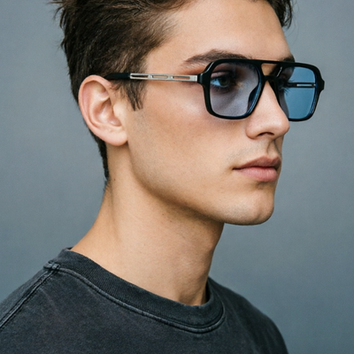 Bandimu Black Square Double Bridge Sunglasses