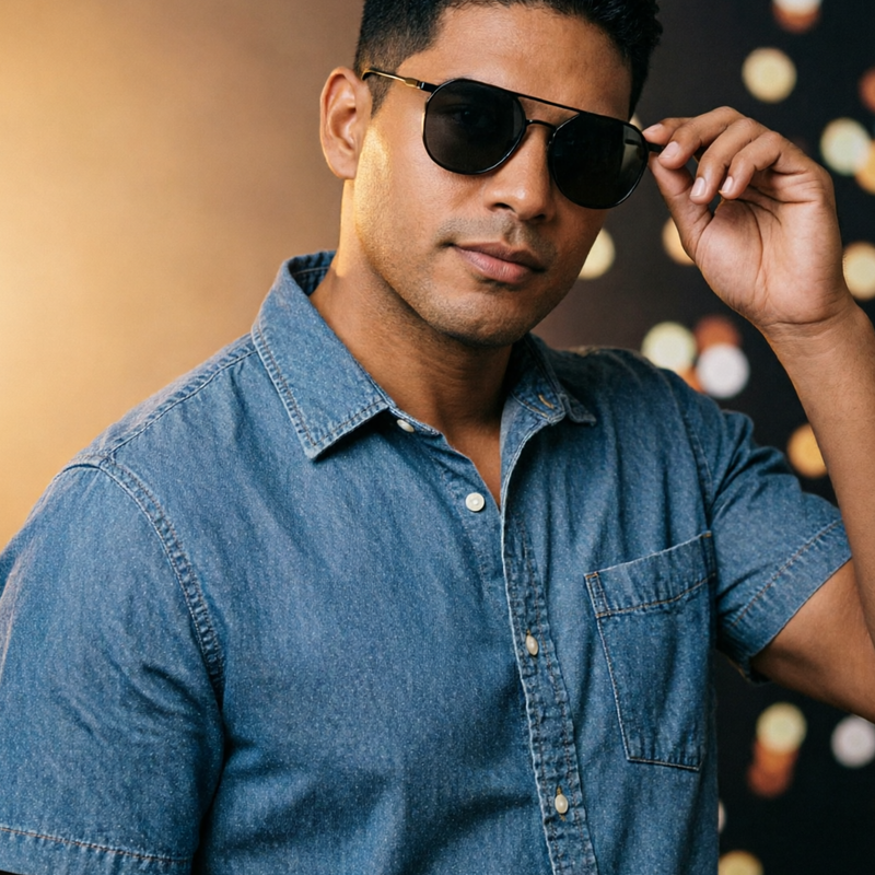 Black Double Bridge Aviator Sunglasses