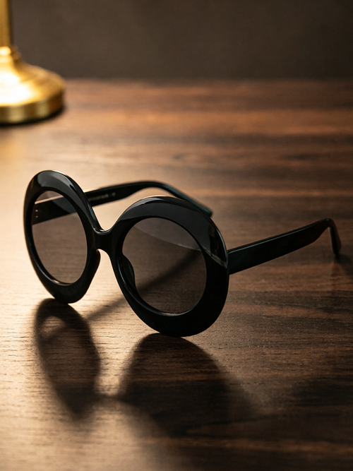 Bandimu Black Thick Frame Round Sunglasses
