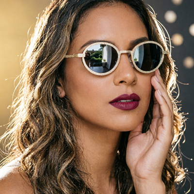 Bandimu Gold Rhinestone Round Sunglasses