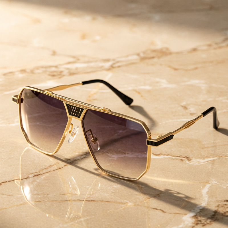 Gold Gradient Aviator Sunglasses