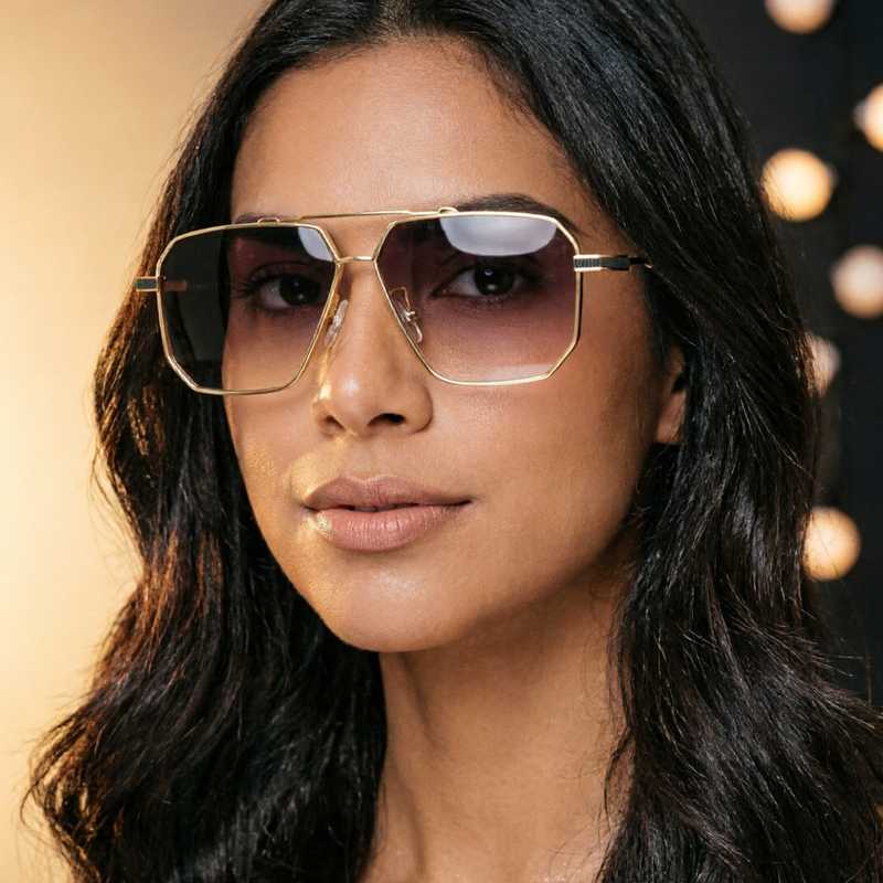 Gold Gradient Aviator Sunglasses