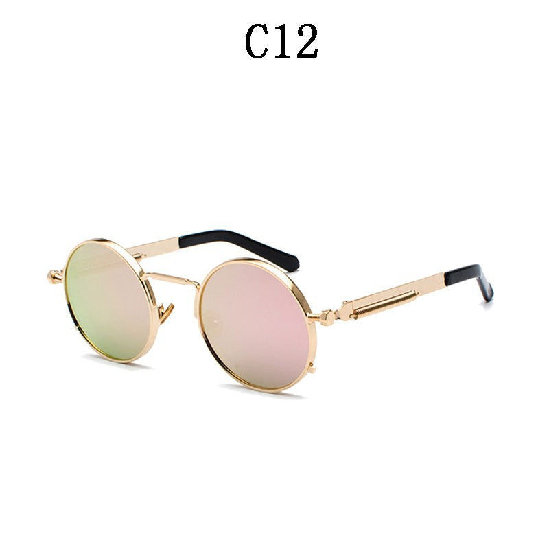 Gold Round Double Bridge Sunglasses