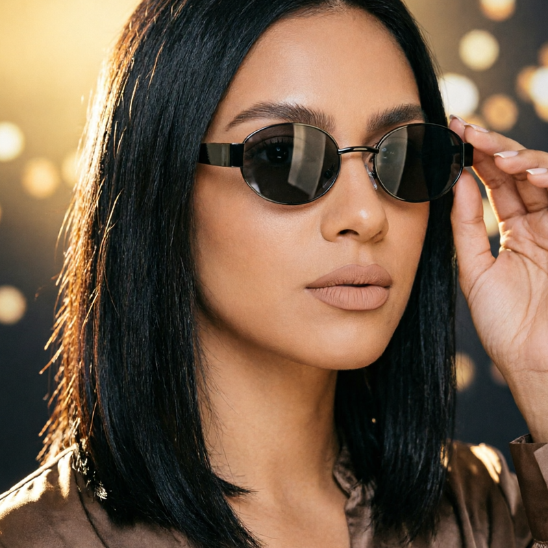 Gold Oval Sunglasses