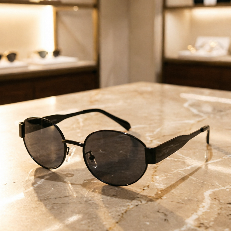 Gold Oval Sunglasses