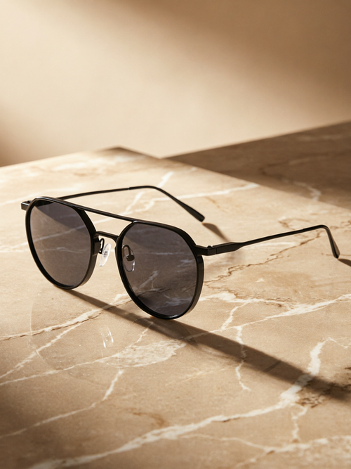 Bandimu Black Double Bridge Aviator Sunglasses