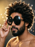 Bandimu Black Thick Frame Round Sunglasses - View 5