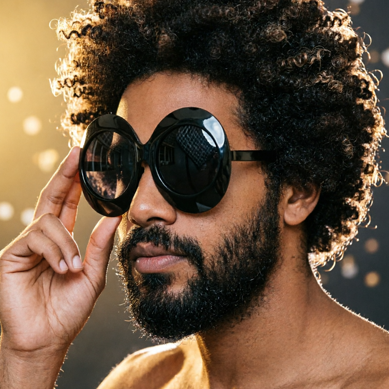 Black Thick Frame Round Sunglasses