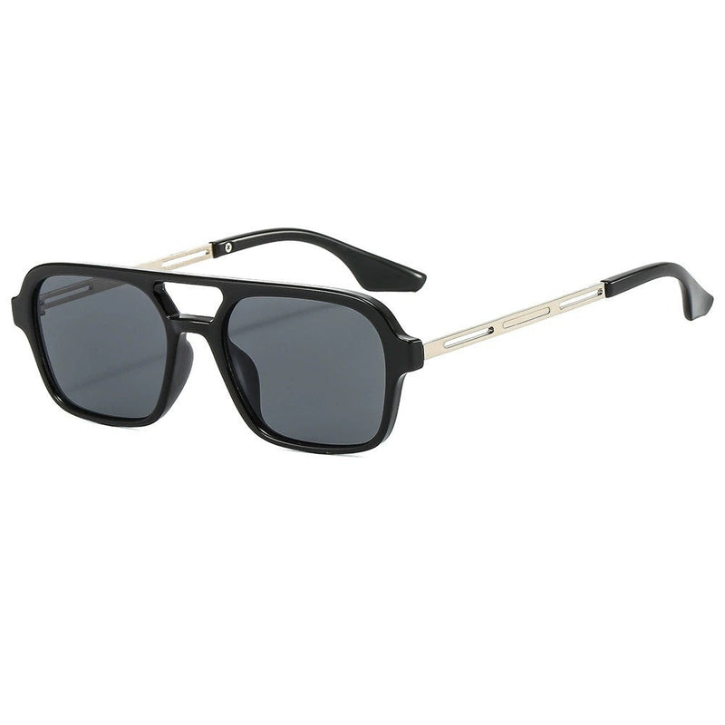 Black Square Double Bridge Sunglasses